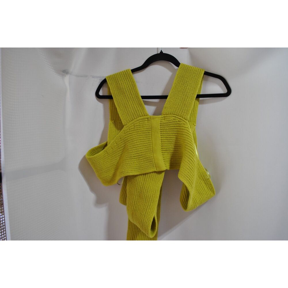 BEIGE BOTANY, GREEN WRAP Knit Cross-Front Crop Top Size M/L